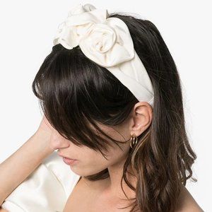 Jennifer Behr Triple Rosette silk faille headband